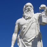 Particolare della statua del filosofo greco Diogene (V secolo a.C.) a Sinop in Turchia.